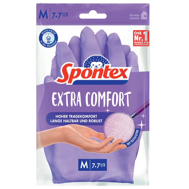 Spontex latex handschoenen Extra Comfort, maat L, paars, 1 paar
